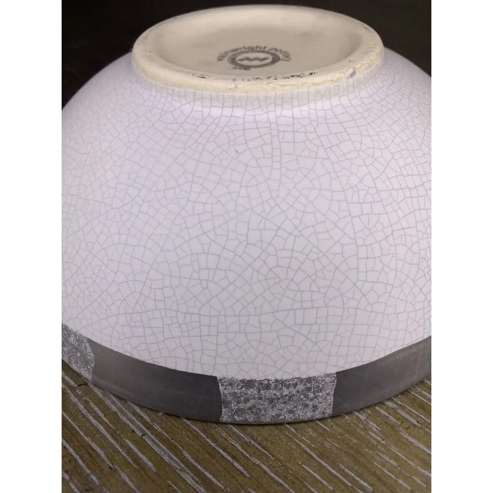 Michael Wainwright Art Pottery Ceramic Bowl Platinum‎ Crackle Ivory Gray